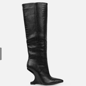Knee High Croc Print Boots